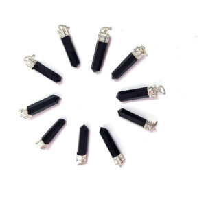 Natural Black Tourmaline Crystal Set Of 10 Faceted Pendants For Men & Women Reiki Healing