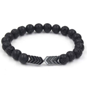 Lava Rock Volcanic Beads & Hematite Crystals Bracelet For Men & Women