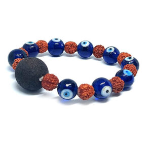 Natural Nazar Battu Bead Evil Eye And Rudraksha Lucky Charm Hand Made Bracelet For Men And Women