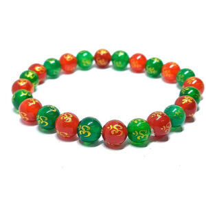 Hindutwa Auspicious Om Lucky Urja Symbol Engraved Lucky Charm Protection And Peace Onyx Crystal Bracelet For Men And Women