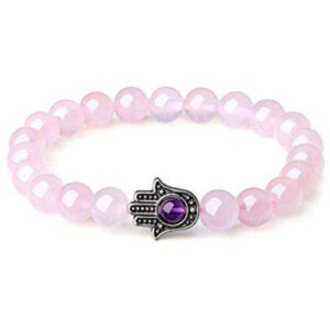 Rose Quartz Hamsa Hand Bracelet For Men And Women