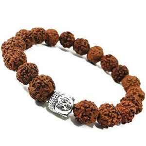 Natural Rudraksha Buddha Powered 8 Mm Stretch Bracelet For Men And Women 