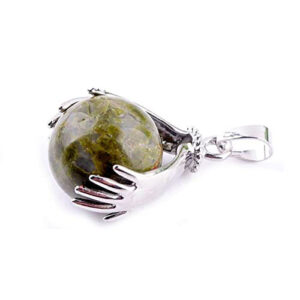 Natural Unakite Ball In Hands Crystal Pendant For Men & Women