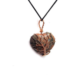 Natural Unakite Crystal Tree Of Life Heart Pendant For Men & Women