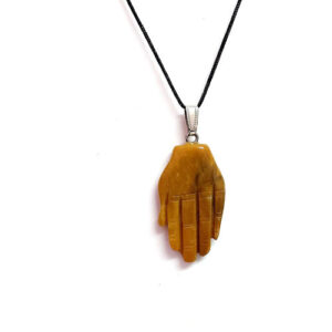 Natural Yellow Aventurine Hamsa Hand Fatima Hand God Hand Crystal Pendant For Reiki And Chakra Healing For Men And Women