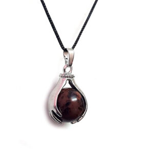 Natural Mahagony Obsidian Ball Hand Shaped Crystal Pendant For Men & Women For Reiki Healing