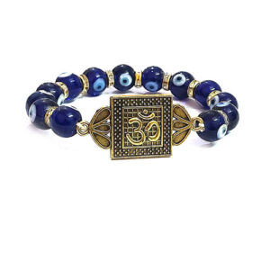 Om Oem Auspicious Symbol And Evil Eye Lucky Protection Charm Bracelet