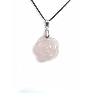 Natural Rose Quartz Rose Shaped Crystal Pendant For Men And Women