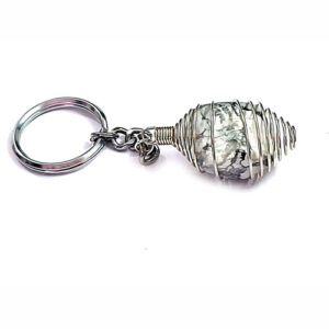 Natural Howlite Crystal Tumble Key Chain Key Ring For Chakra And Reiki Healing