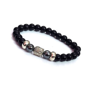 Tibetan Auspicious Bodhi Siddha Buddha Powered Black Stretch Bracelet For Men And Women