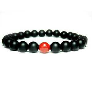 Black Onyx Matte Finish And Red Jasper Crystal Bead Bracelet For Men & Women