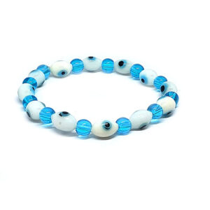 Evil Eye Oval Lucky Protection Charm Adjustable Blue Bracelet For Men & Women