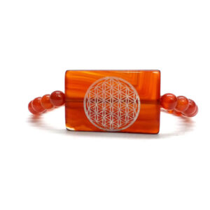 Carnelian Beads Flower Of Life Symbol Geometry Engraved Bracelet r Men & Women