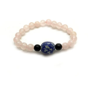 Natural Lapis Lazuli Tumbled Bead And Rose Quartz Bracelet For Men And Women