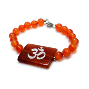 Carnelian Crystal Auspicious Protective Om Urja Symbol Engraved Bracelet For Men & Women