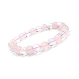 Natural Rose Quartz & Clear Quartz 8 Mm Crystal Stretch Bracelet For Men & Women