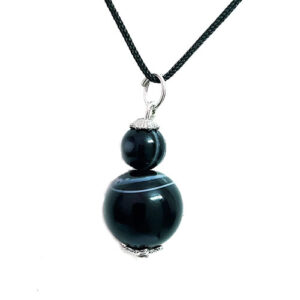 King Sulemani Black Hakik Akik Ball Shaped Protection And Prosperity Holy Pendant For Men And Women