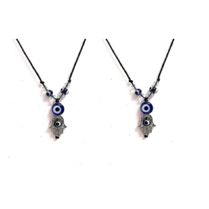 Set Of 2 Evil Eye Hamsa God Hand Protection Metal Multicolour Pendant For Men And Womend Women