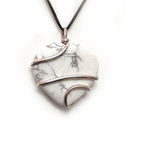 Howlite Crystal Heart Shaped Wire Wrapped Crystal Pendant For Men And Women