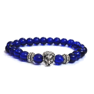 Lion Head Protection Lucky Charm Blue Crystal Bracelet For Men And Women