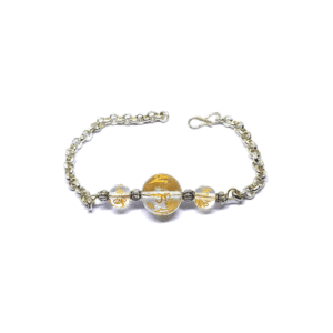 Tibetan Auspicious Om Mani Padme Hum Mantra Engraved Metal White Crystal Bracelet For Men And Women