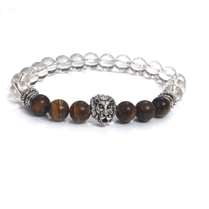 Natural Tiger Eye Crystal With Lion Head Protection Lucky Charm Crystal Bracelet For Men And Women