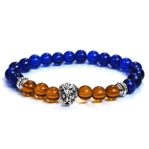 Lion Head Protection Charm Multicolour Crystals Bracelet For Men And Women