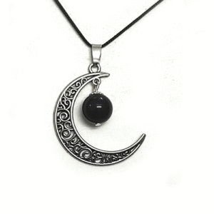 Natural Black Tourmaline Half Moon Crystal Pendant For Men And Women