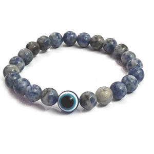 Natural Sodalite Evil Eye Bracelet For Men And Women