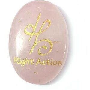 Right Action Angelic Zibu Symbol Engraved Natural Rose Quartz Pocket Healing Crystal