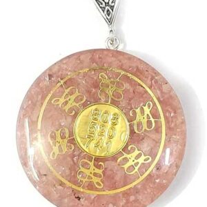 Rose Quartz Angelic Zibu Symbols And Angelic Number Crystal Orgone Resin Pendant