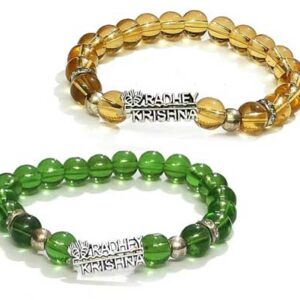 Set Of 2 Shri Radhey Krishna Lucky Charm Green and yellow Crystal Bracelet