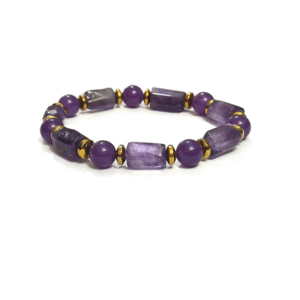Natural Amethyst With Golden Plated Hematite Crystal Bracelet