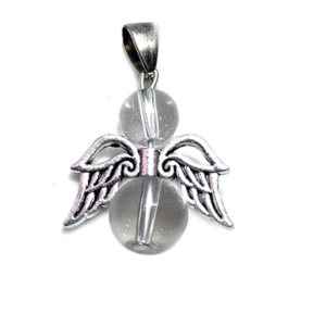Natural Clear Quartz Crystal Angel Wings Pendant