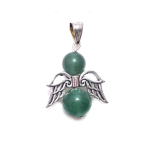 Natural Green Aventurine Crystal Angel Wings Pendant