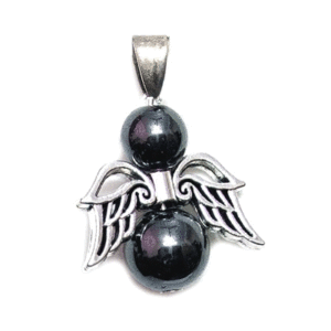 Natural Hematite Crystal Angel Wings Pendant