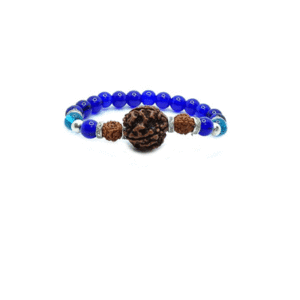 Natural Panch Mukhi Rudraksh Blue Crystal Bracelet