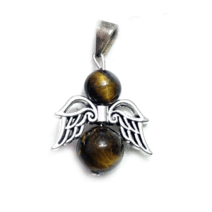 Natural Tiger Eye Crystal Angel Wings Pendant