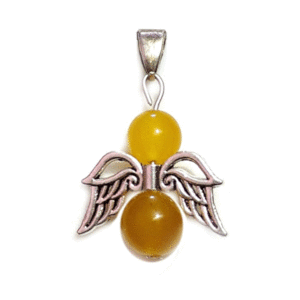 Natural Yellow Jade Crystal Angel Wings Pendant