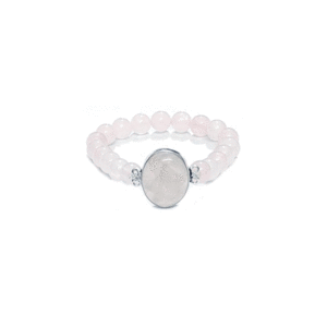 Natural Rose Quartz Crystals Oval Lucky Charm Bracelet