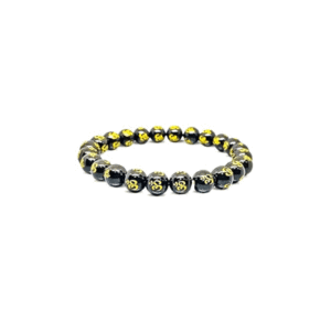 Aum ॐ Om Engraved Black Obsidian Lucky Charm Crystal Bracelet