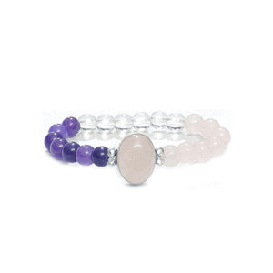 Natural Rose Quartz Clear QUartz Amethyst Crystals Love And Relationship Bracelet