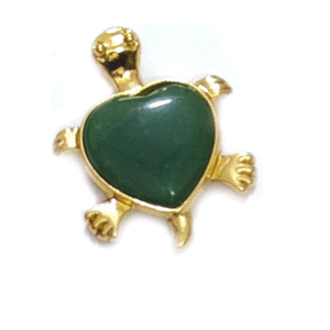 Natural Green Jade Heart Shaped Crystal Mini Tortoise