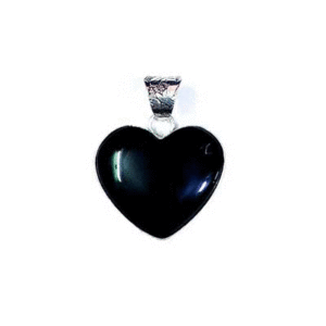 Natural Black Tourmaline Crystal Heart Shaped Lucky Charm Pendant