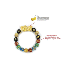 Tibetan Buddhis Om Mani Padme Hum Mantra Engraved Crystals With Pi Yao Pi Xiu Bracelet