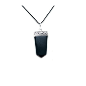 Natural Black Tourmaline Flat Pendant For Men And Women