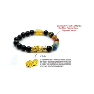 Pi Yao Pi Xui Dragon With Tibetan Buddhist Auspicious Om Mani Padme Hum Mantra Engraved Charm Peace Protection Crystal Bracelet