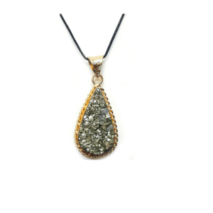 Natural Golden Pyrite Peru Crystals Cluster Golden Plated Pendant
