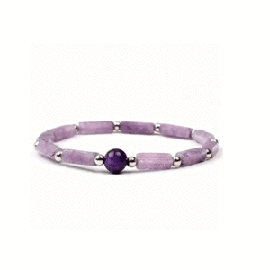 Natural Amethyst And Hematite Crystals Bracelet