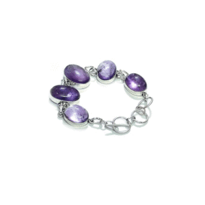 Natural Amethyst Crystals Adjustable Metal Bracelet